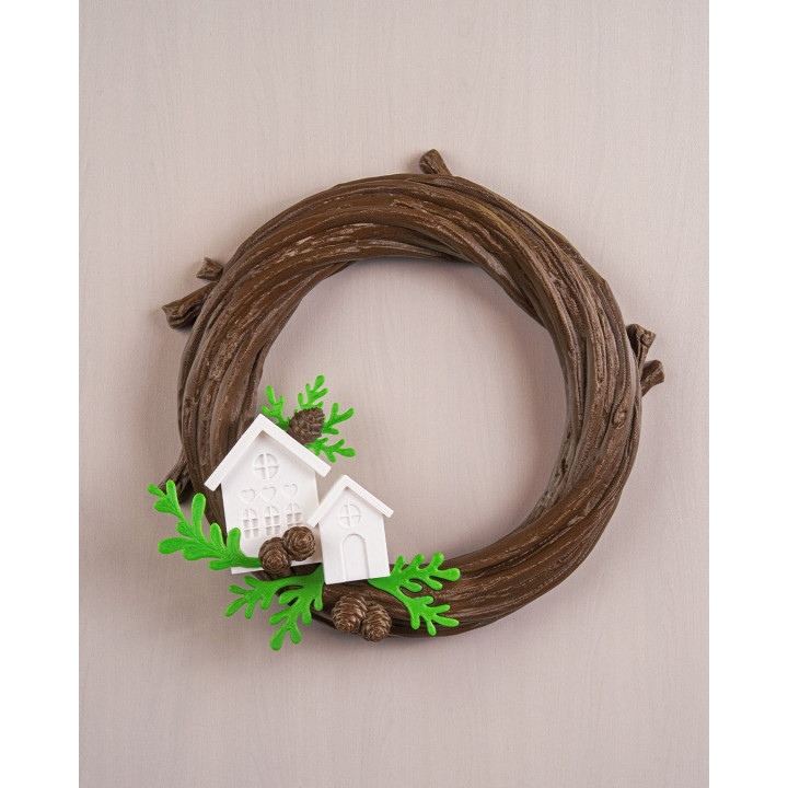 Couronne De Noël Naturelle – Maison & Branches – Décoration De Porte