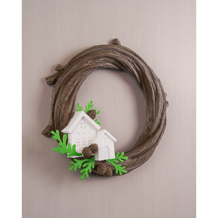 Couronne De Noël Naturelle – Maison & Branches – Décoration De Porte