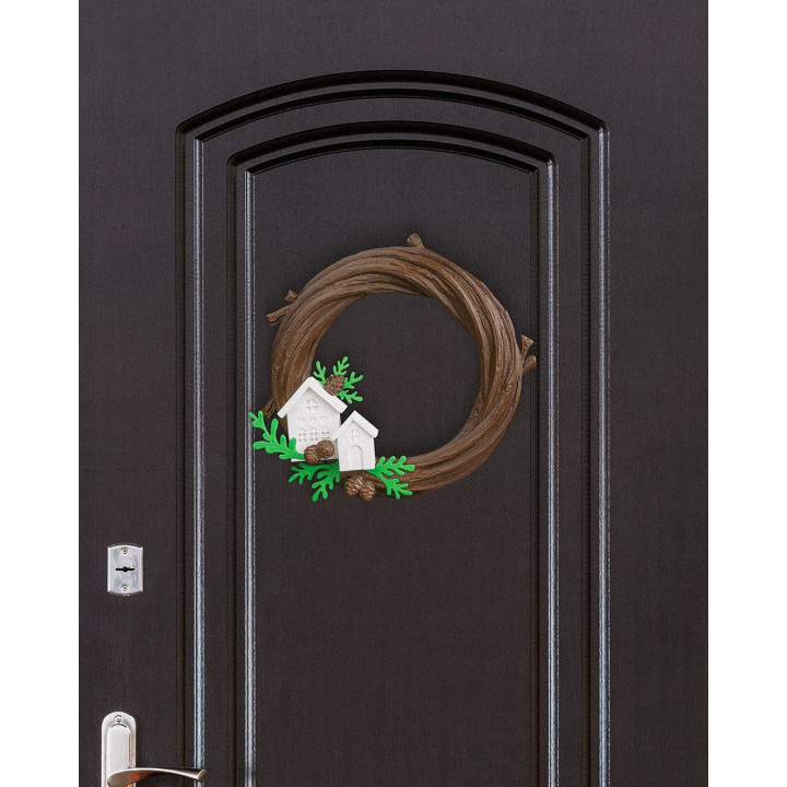 Couronne De Noël Naturelle – Maison & Branches – Décoration De Porte