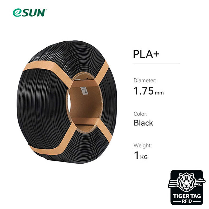 eSun - PLA+ - Noir - 1,75 mm - 1 kg Recharge avec RFID TigerTag |