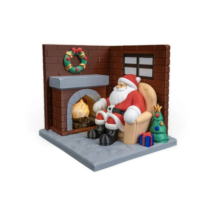 Scène Noël Père Noël Cheminée – Déco Made in Occitanie