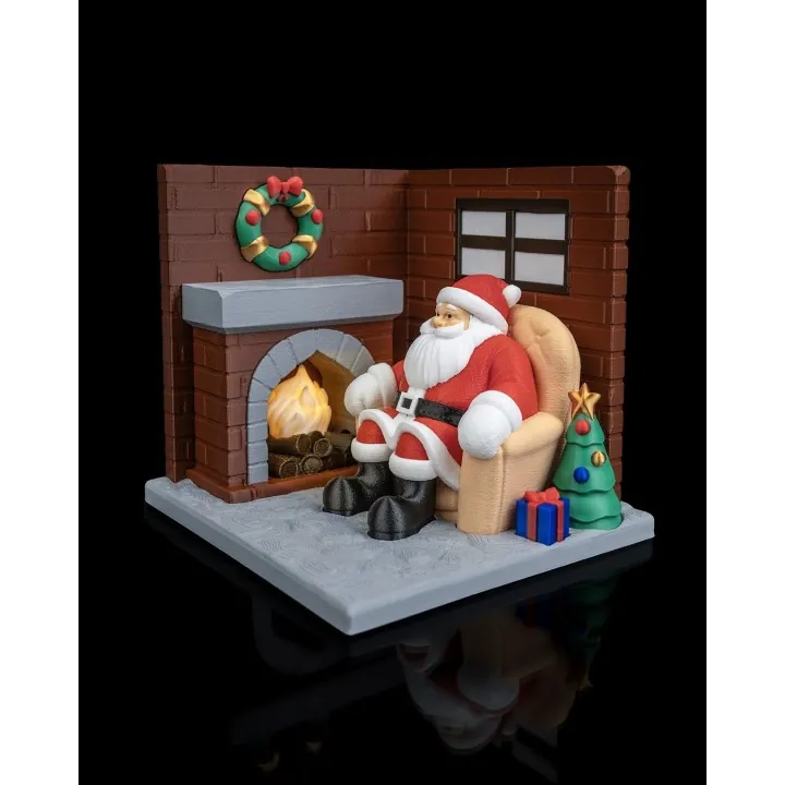 Scène Noël Père Noël Cheminée – Déco Made in Occitanie