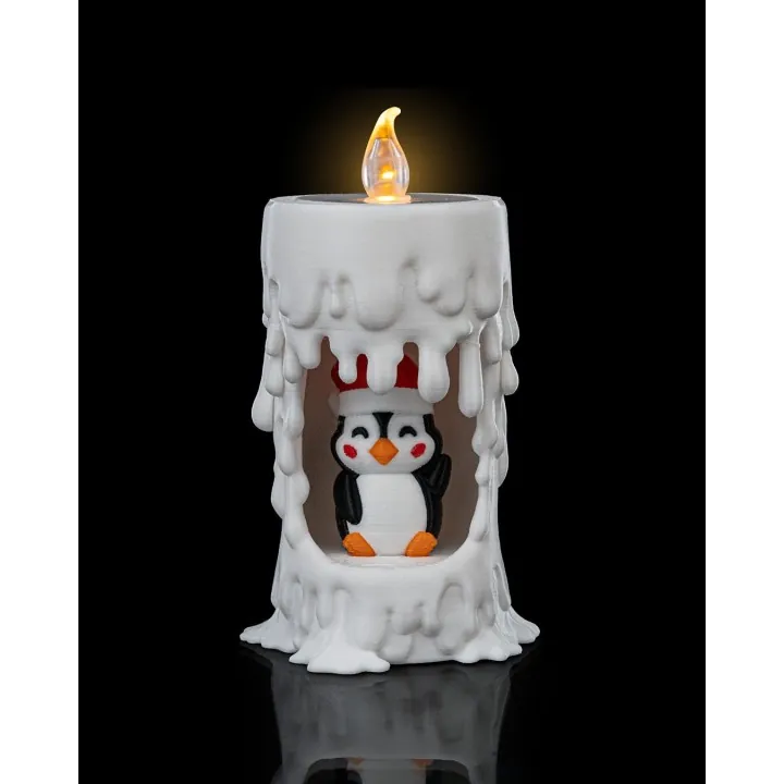 Bougie Pingouin Noël – Photophore LED Made in Occitanie