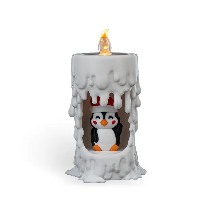 Bougie Pingouin Noël – Photophore LED Made in Occitanie