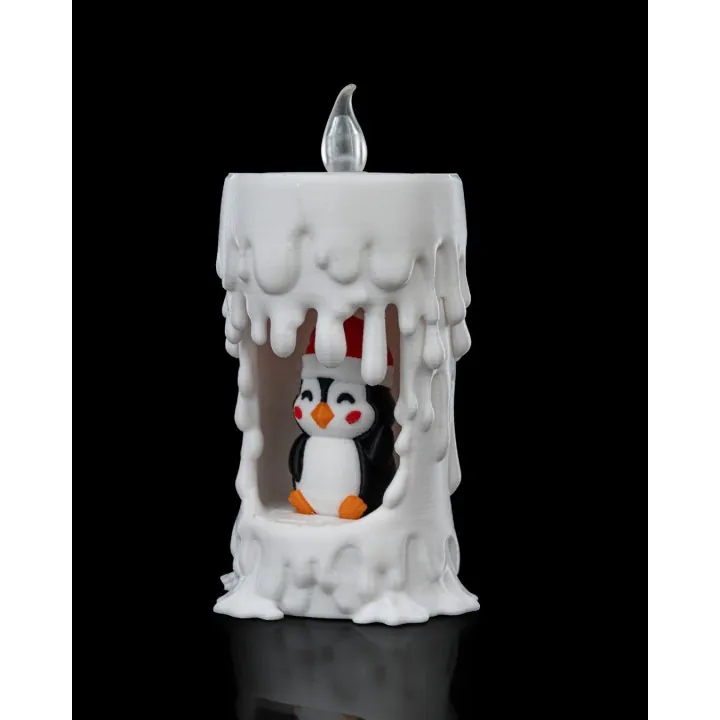 Bougie Pingouin Noël – Photophore LED Made in Occitanie