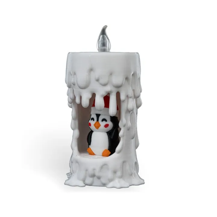 Bougie Pingouin Noël – Photophore LED Made in Occitanie