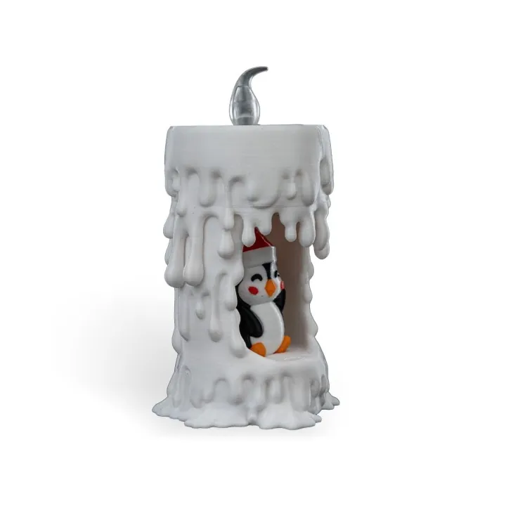 Bougie Pingouin Noël – Photophore LED Made in Occitanie