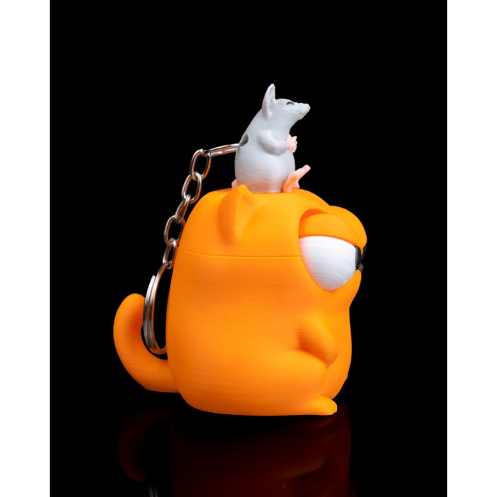 Porte-Clés Chat Grognon & Souris – Figurine Humoristique Made In Occitanie