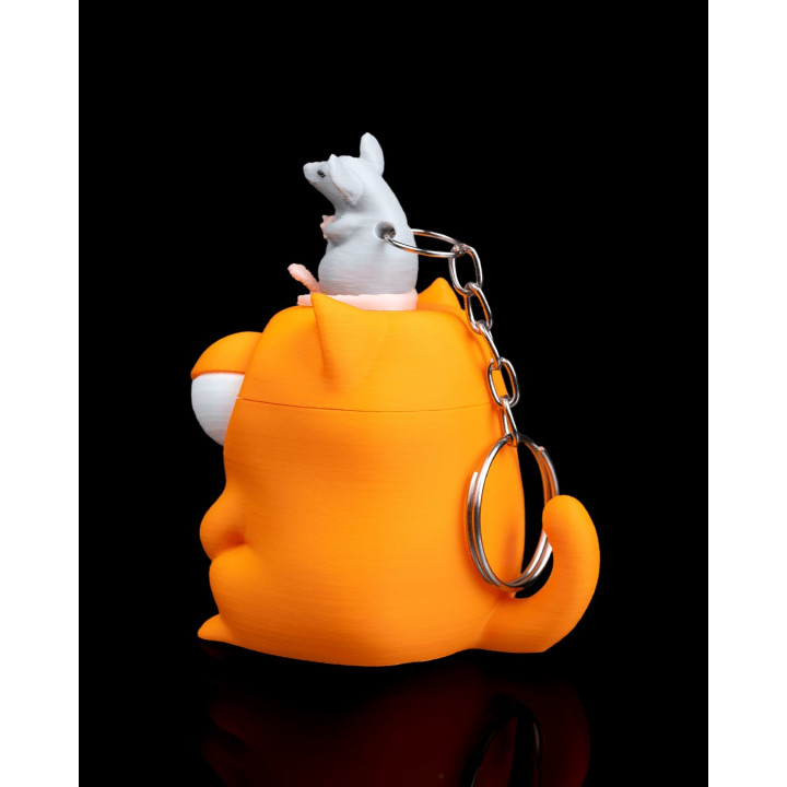 Porte-Clés Chat Grognon & Souris – Figurine Humoristique Made In Occitanie