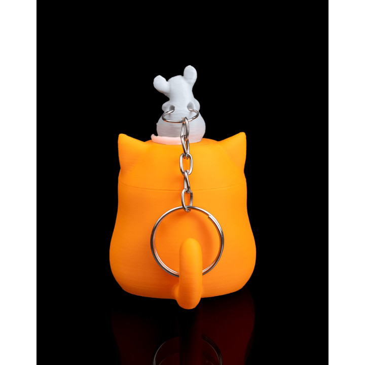 Porte-Clés Chat Grognon & Souris – Figurine Humoristique Made In Occitanie
