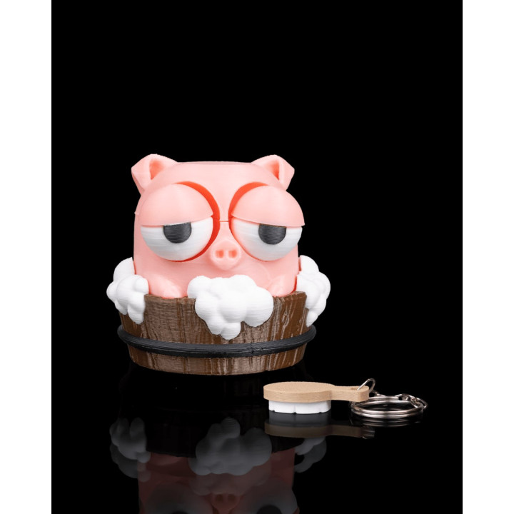 Scrub Me Not – Cochon Grognon Dans Son Bain, Porte-Clés Figurine