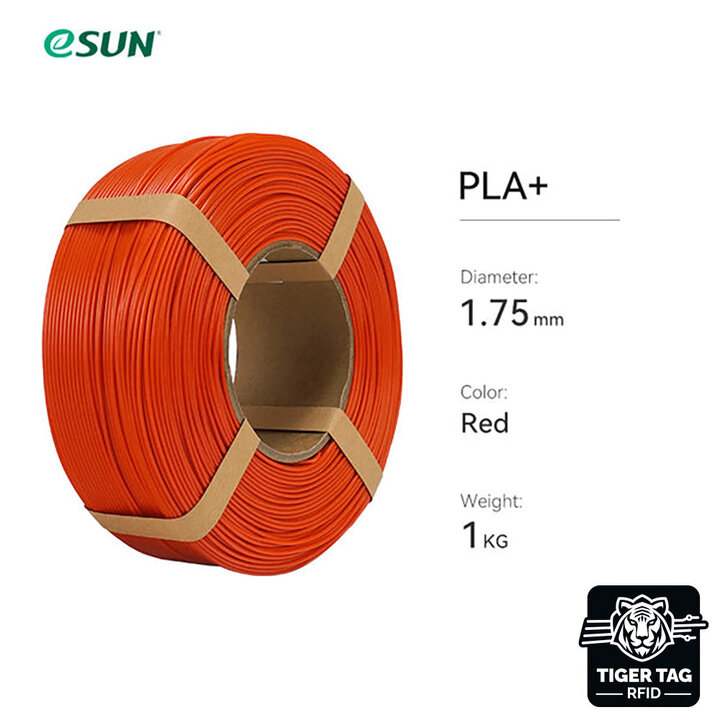 eSun - PLA+ - Rouge - 1,75 mm - 1 kg Recharge avec RFID TigerTag 