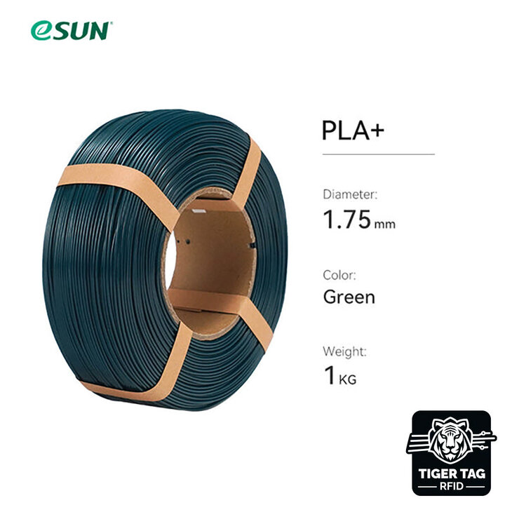 eSun - PLA+ - Vert - 1,75 mm - 1 kg Recharge avec RFID TigerTag |