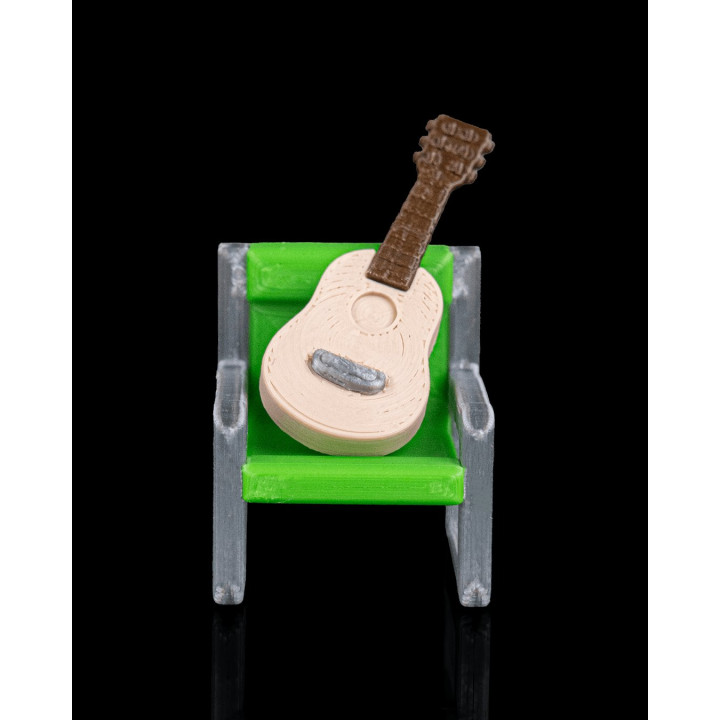 Miniatures Set Camping Nuit – Guitare, Télescope & Fauteuil