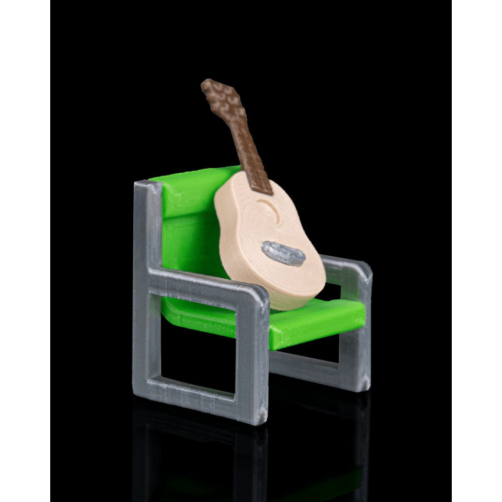 Miniatures Set Camping Nuit – Guitare, Télescope & Fauteuil