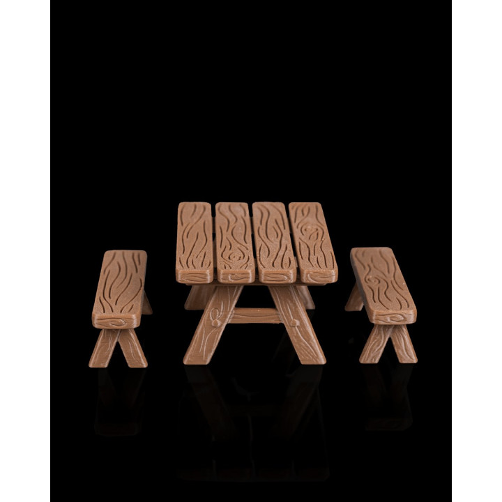 Ensemble De Table De Camp Miniature – Table, Bancs, Lanterne & Ustensiles