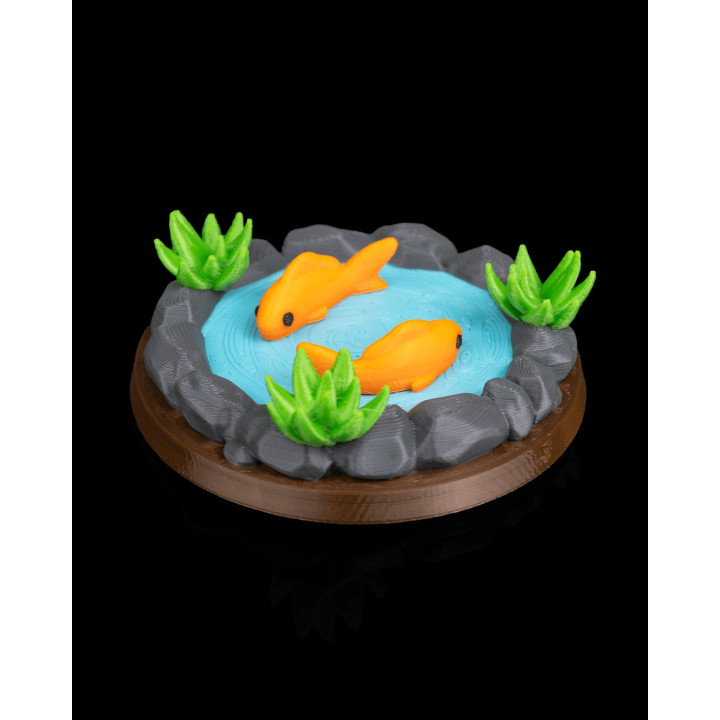 Lac Miniature Avec Poissons Koï – Scène Décorative Zen