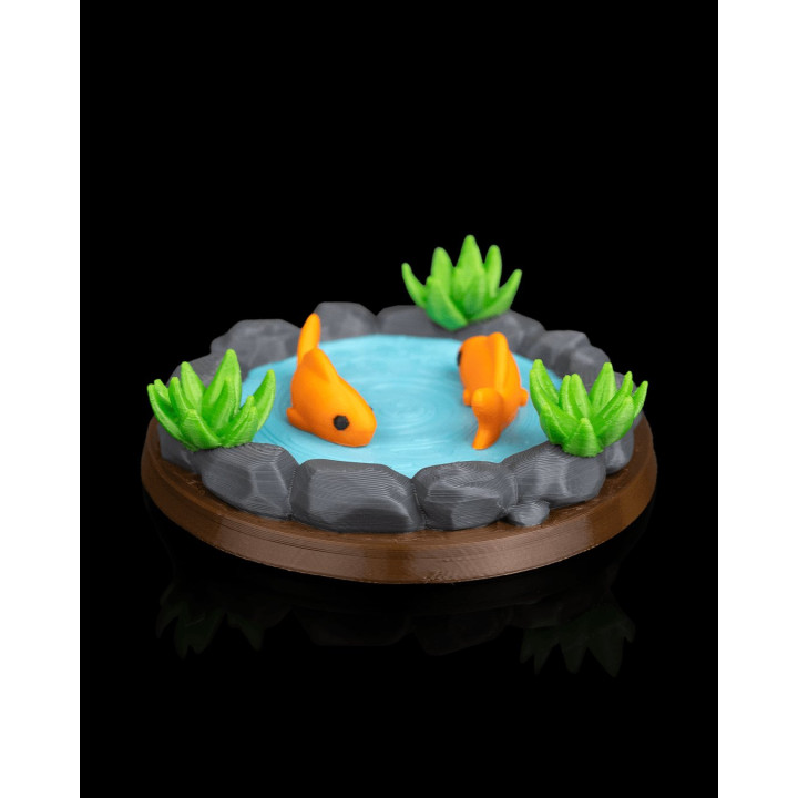 Lac Miniature Avec Poissons Koï – Scène Décorative Zen