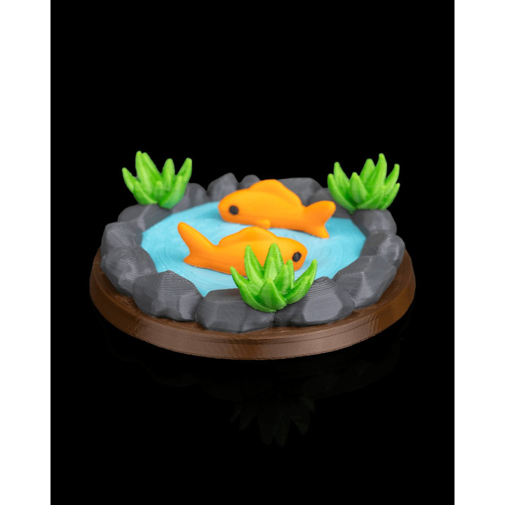 Lac Miniature Avec Poissons Koï – Scène Décorative Zen