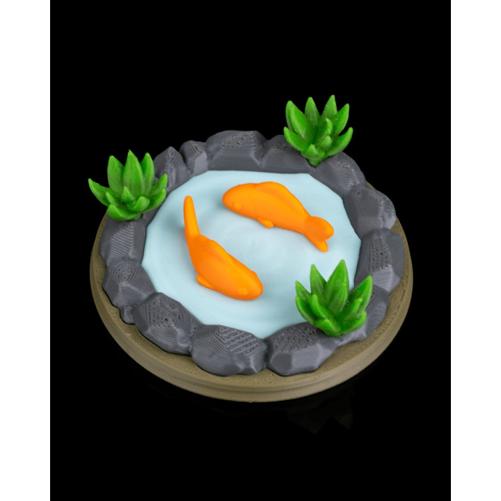 Lac Miniature Avec Poissons Koï – Scène Décorative Zen