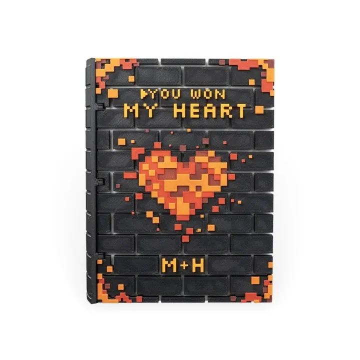 Carnet Pixel Heart "You Won My Heart" – Personnalisable