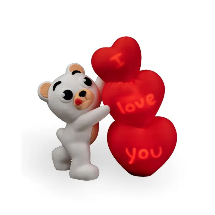Ourson I Love You – Lampe Cœur Déco Made in Occitanie