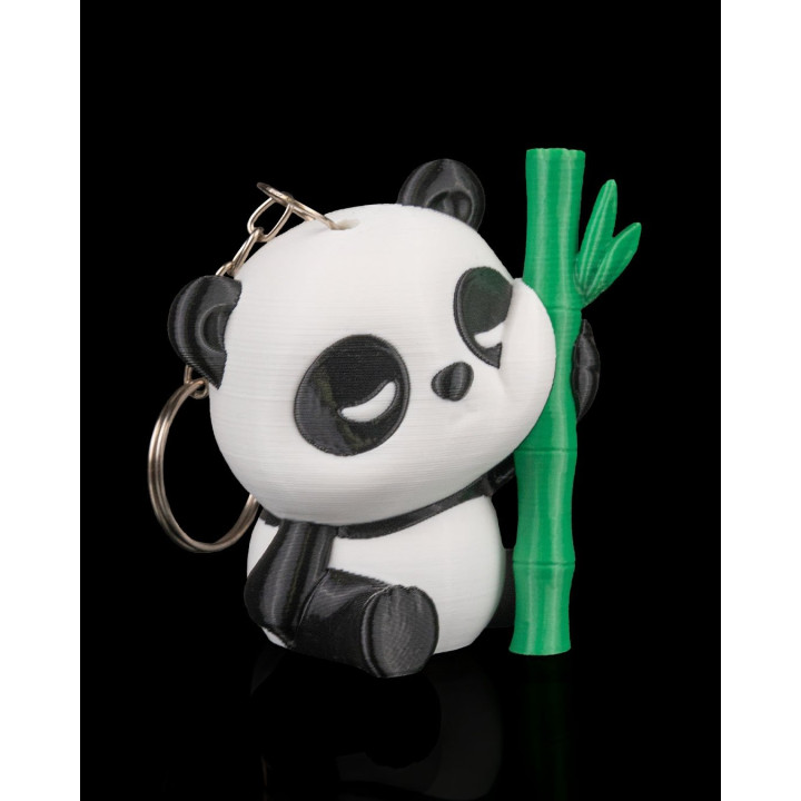 Porte-Clés Panda Rêveur & Son Bambou – Figurine Kawaii Made In Occitanie
