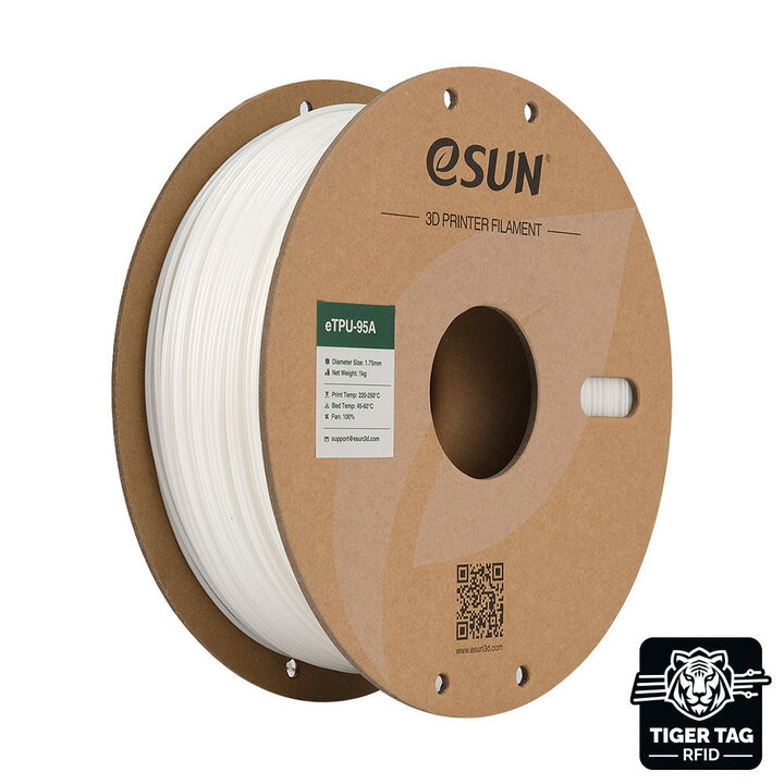 eSun - TPU-95A - Blanc - 1,75 mm - 1 kg avec RFID TigerTag | Mais