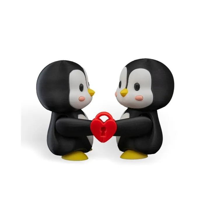 Couple De Pingouins Amoureux – Cadenas Cœur