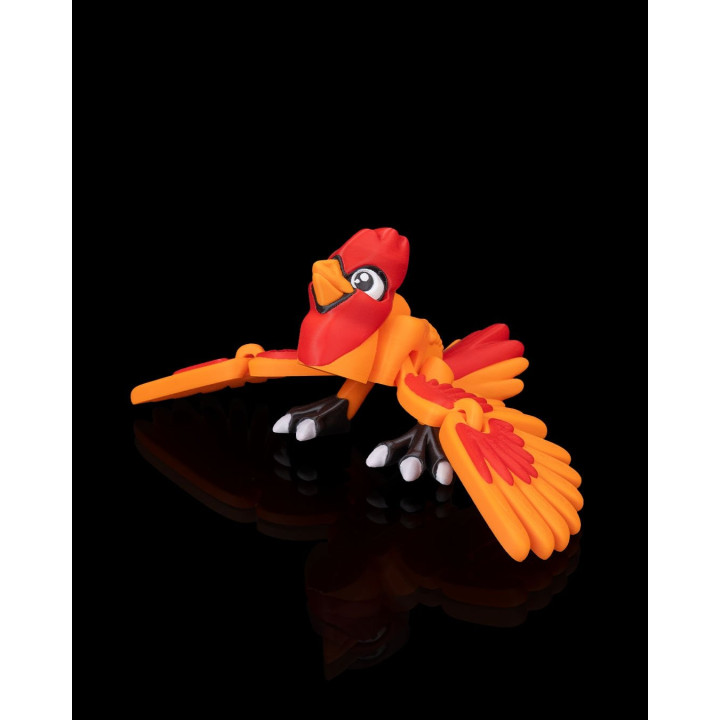 Press The Cardinal – Oiseau Fidget Articulé Rouge & Orange