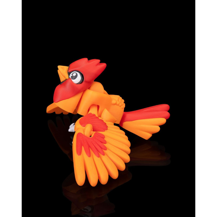 Press The Cardinal – Oiseau Fidget Articulé Rouge & Orange