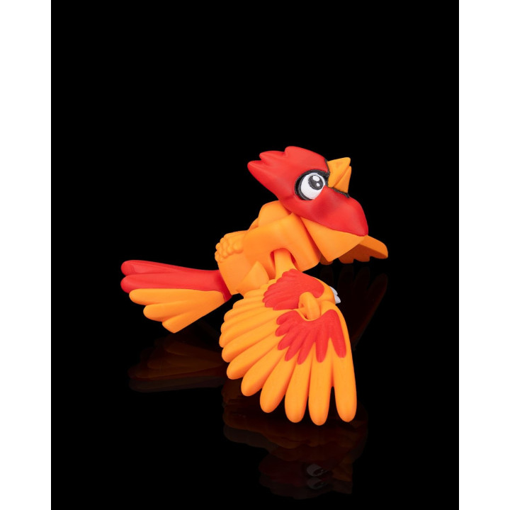 Press The Cardinal – Oiseau Fidget Articulé Rouge & Orange
