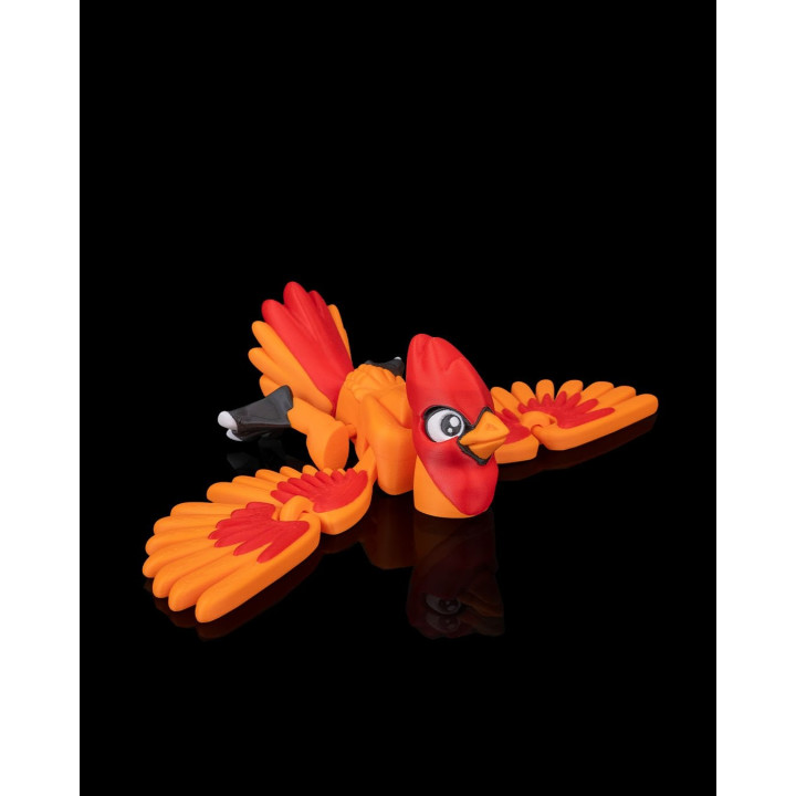 Press The Cardinal – Oiseau Fidget Articulé Rouge & Orange