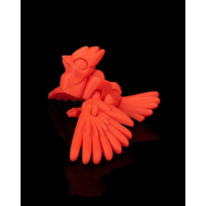 Press The Cardinal – Oiseau Fidget Articulé Rouge & Orange