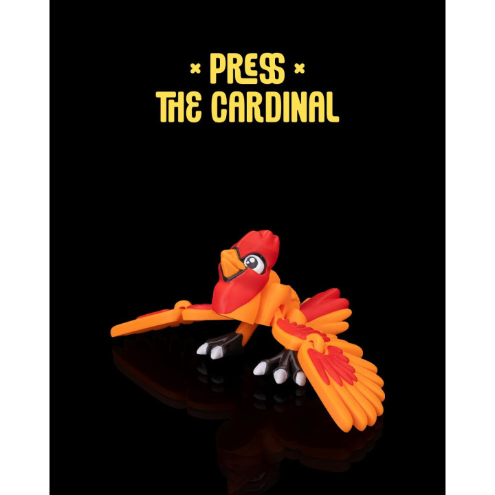 Press The Cardinal – Oiseau Fidget Articulé Rouge & Orange