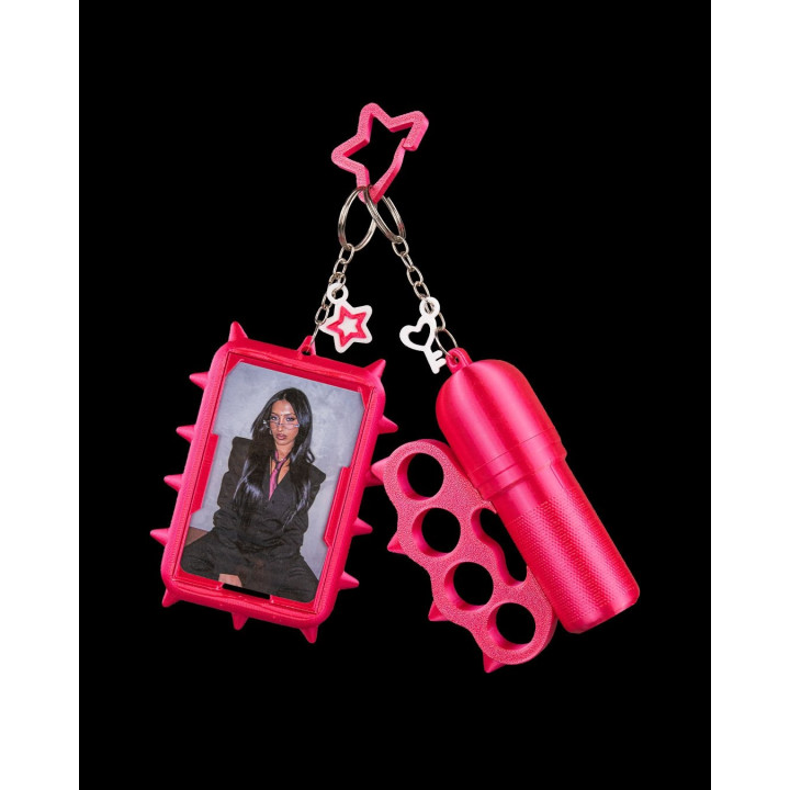 Porte-Clés Pop Future – Porte-Photocard & Contenant Rose Fuchsia