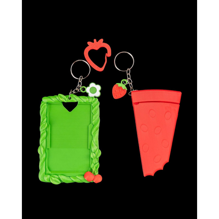 Berry Bright – Porte-Carte Photocard & Étui À Rouge À Lèvres Fraise