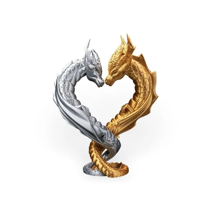 Dragons Amoureux Cœur – Figurine Made in Occitanie