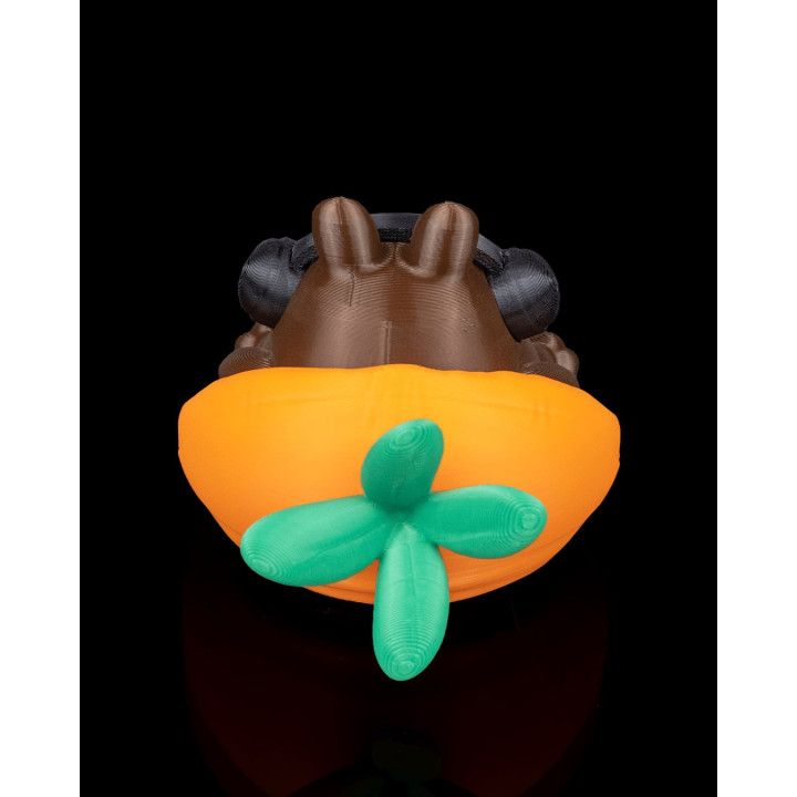 Lapin Chubby – Figurine Décorative Lapin Relaxé Sur Carotte Avec Casque Audio