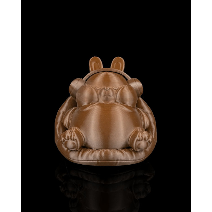 Lapin Chubby – Figurine Décorative Lapin Relaxé Sur Carotte Avec Casque Audio