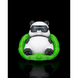 Chubby Panda – Figurine Panda Dodu Avec Lunettes Vr Sur Coussin