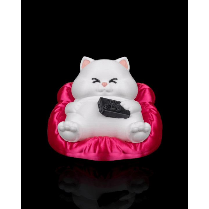 Chubby Cat – Figurine Chat Ronronnant Avec Télécommande Sur Son Coussin