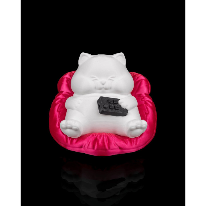 Chubby Cat – Figurine Chat Ronronnant Avec Télécommande Sur Son Coussin