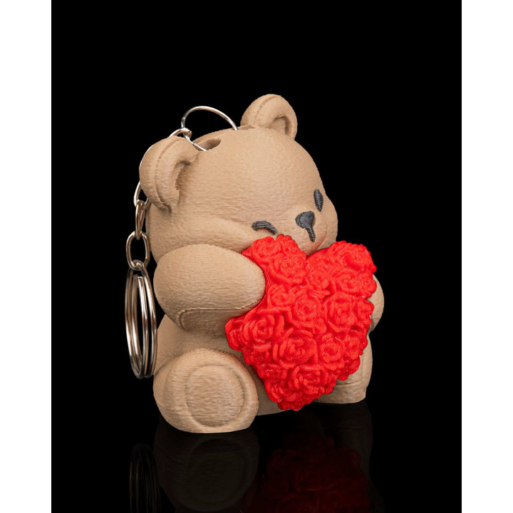 Ours Heart Blossom – Figurine & Porte-Clés Ourson Cœur De Roses