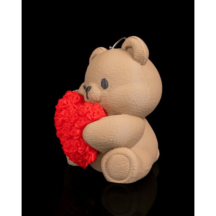 Ours Heart Blossom – Figurine & Porte-Clés Ourson Cœur De Roses