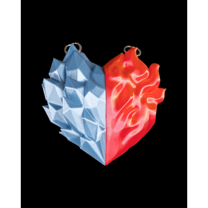Pendentifs Duo Feu & Glace – Cœur Magnétique Couple