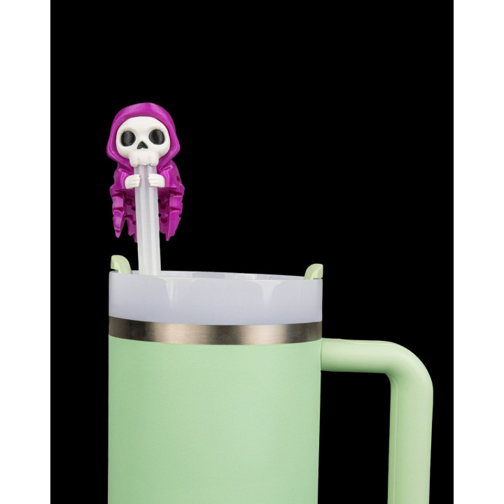 Straw Topper & Charm Squelette – Déco Gothique Pour Gourde