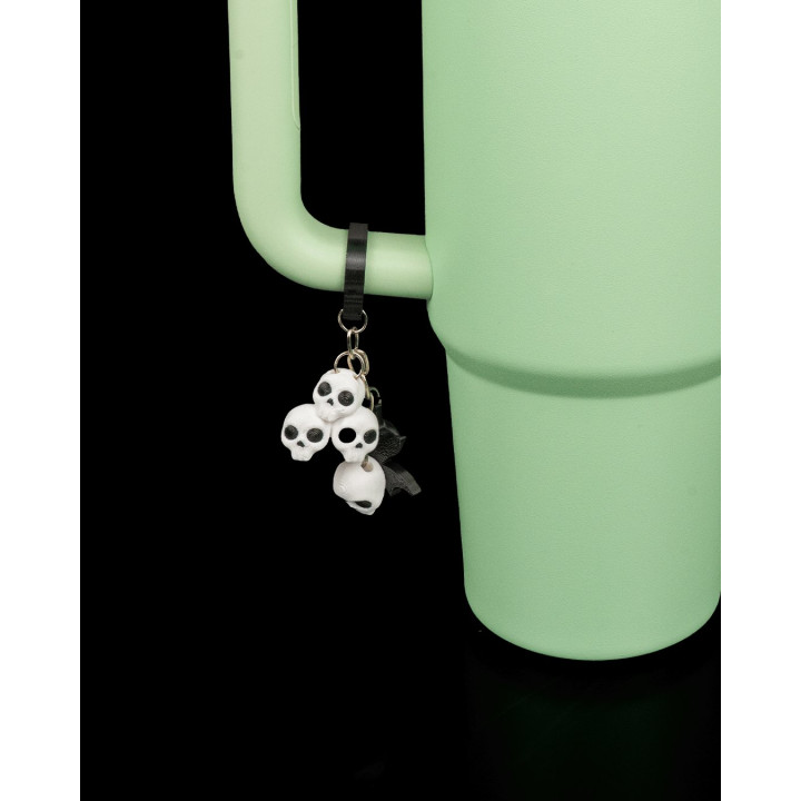 Straw Topper & Charm Squelette – Déco Gothique Pour Gourde