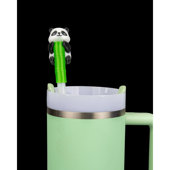 Embout De Paille Panda & Charm Bambou – Déco Gourde Kawaii