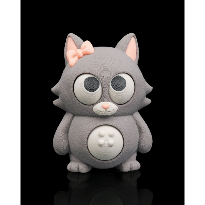 Tummy Purrs – Porte-Clés Chat Ventru Aux Yeux Mobiles